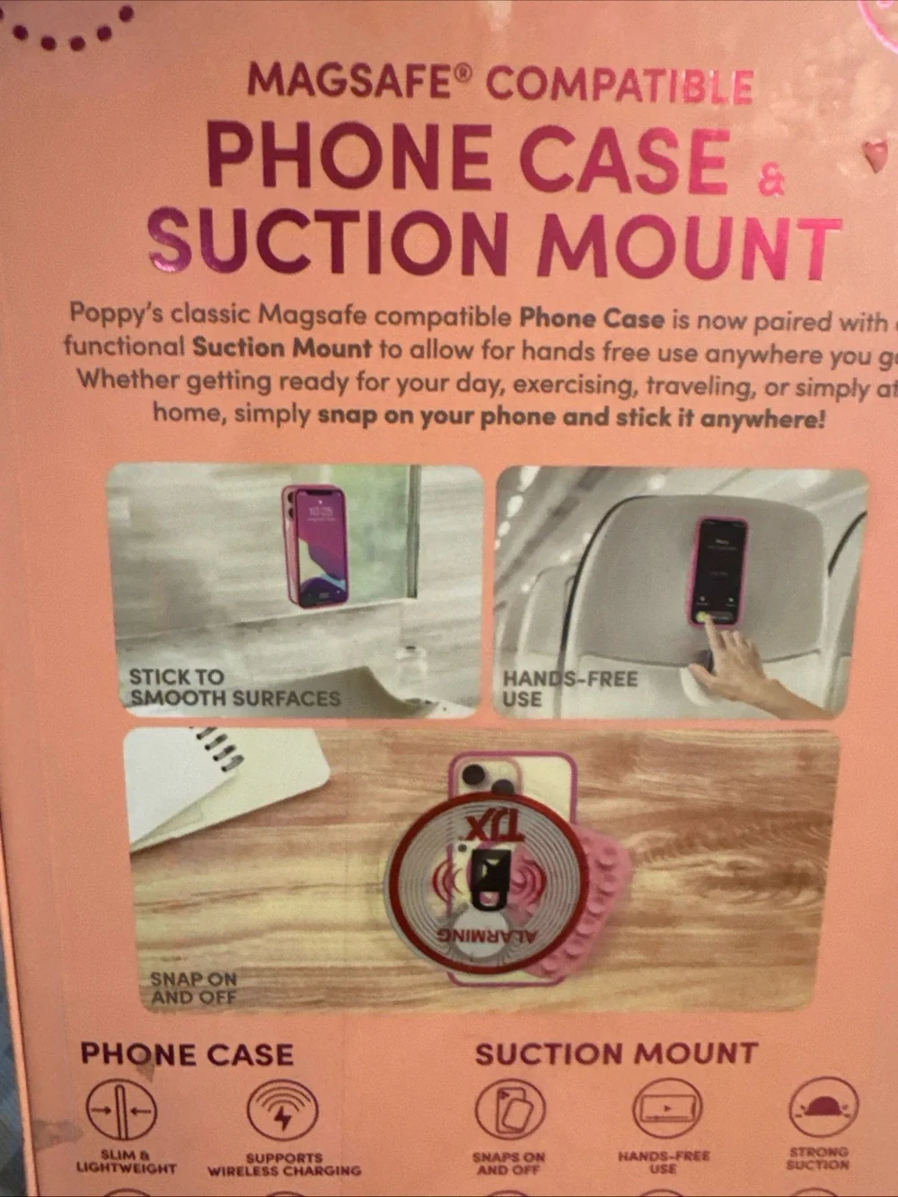 MagSafe-Compatible Pink Phone Grip & Mount for iPhone 13/12 Pro Max
